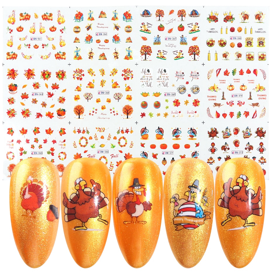 [Hàng mới về] Set 12 cái nhãn dán trang trí móng tay nghệ thuật nhiều phong cách