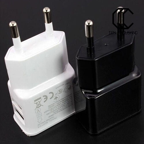 T~☎️5V 2A Dual Ports EU Plug USB Wall Adapter for iPhone Samsung iPad iPod