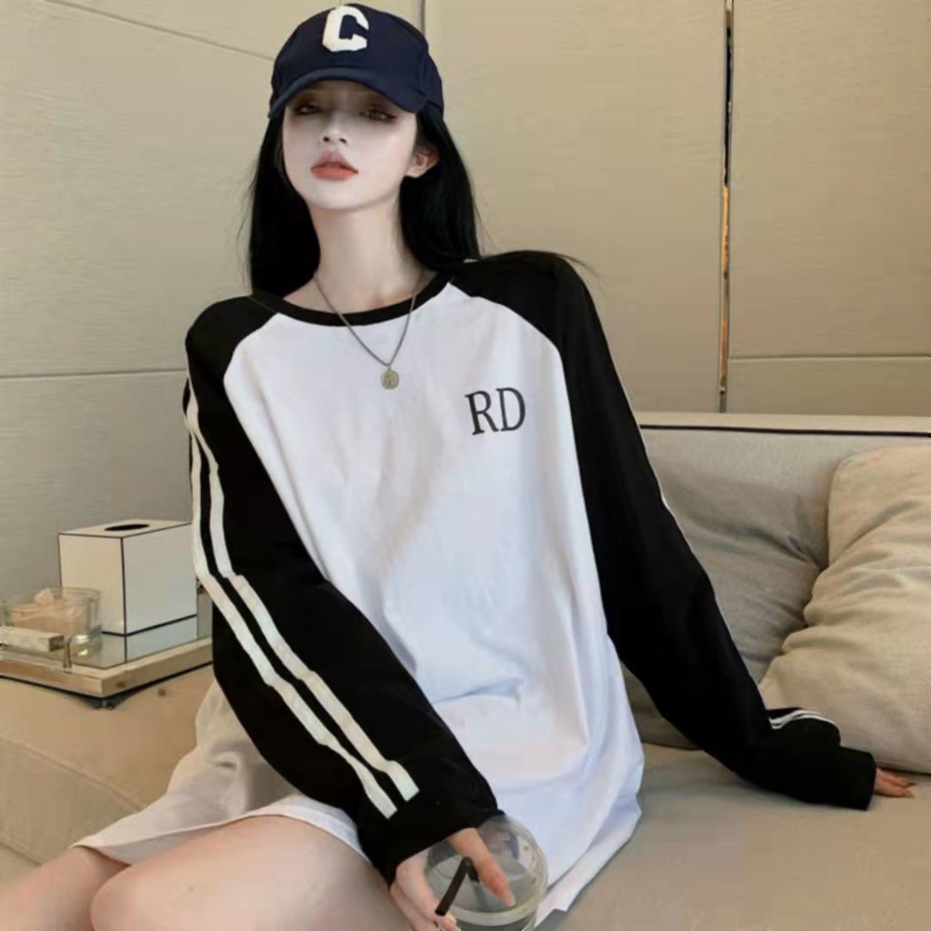 Áo Thun Tay Dài Dáng Rộng Phong Cách Hàn Quốc Mới Size Lớn Cho Nữ