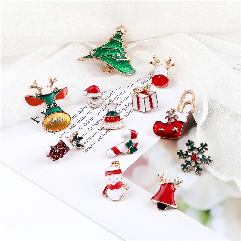 Set 3 ghim cài áo hoạt hình chủ đề Giáng sinh dễ thương