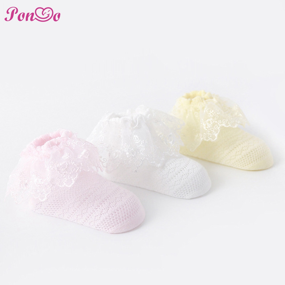 Vớ Cotton Phối Ren Thông Thoáng Cho Bé Gái