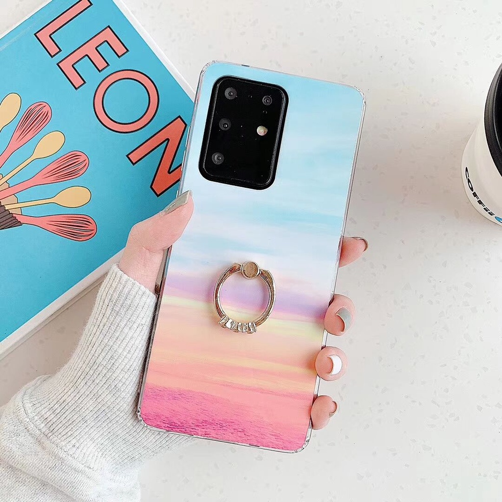 With Finger Ring Marble Case For Samsung Galaxy Note 20 Ultra Note 10 Plus Note 10+ 9 8 S20+ Soft TPU Phone Case Silicone Back Cover
