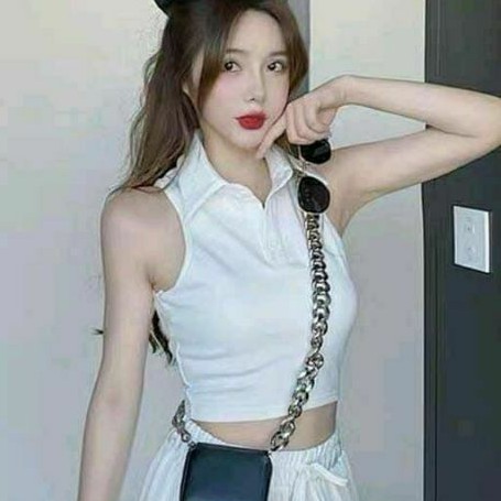 Áo croptop ba lỗ cổ bẻ Siêu đẹp 🤩