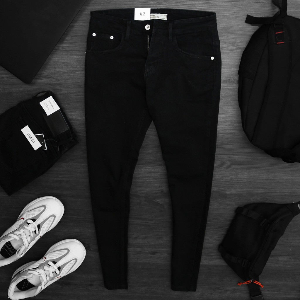 QUẦN JEANS NAM ZARA ĐEN TRƠN SKINNY CAO CẤP