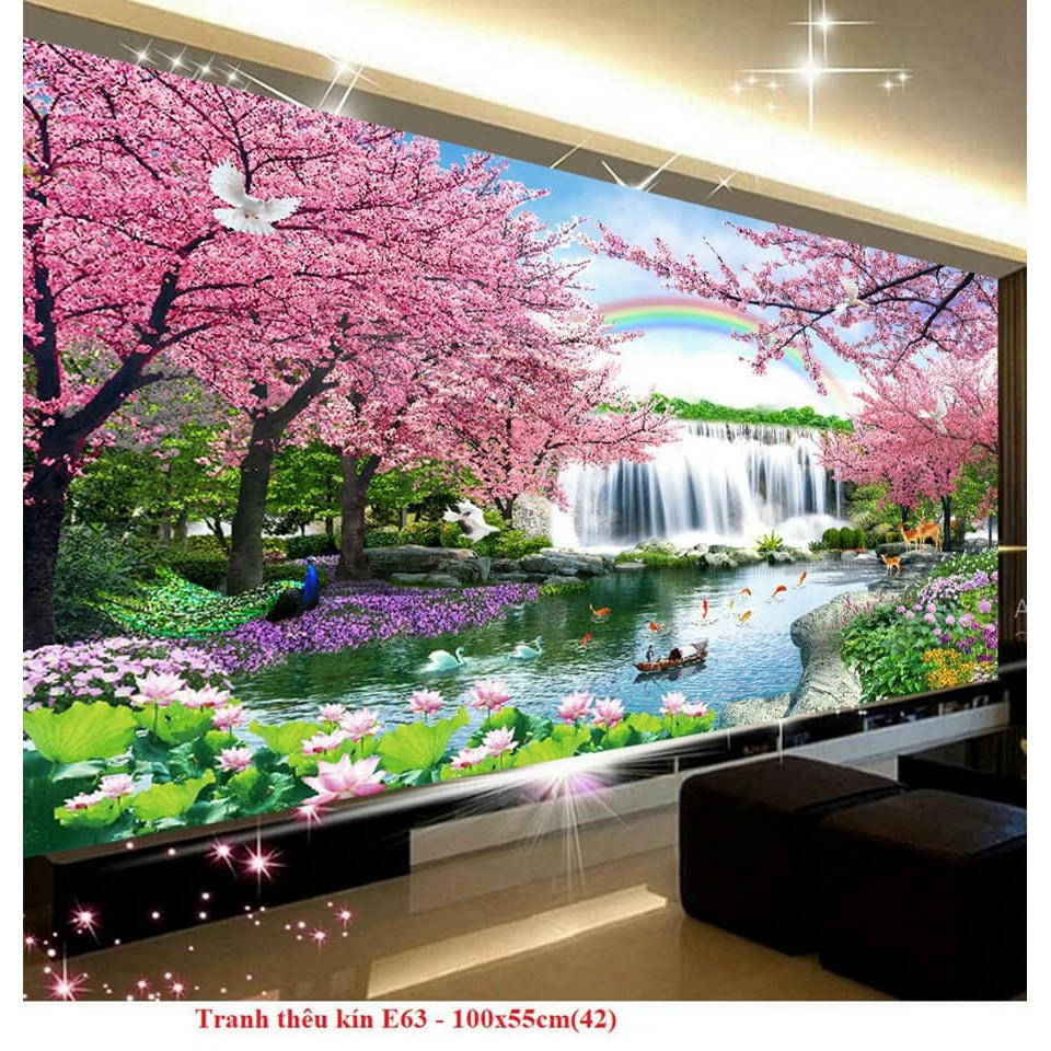 Tranh thêu chữ thập Phong Cảnh Mùa Xuân - chưa thêu