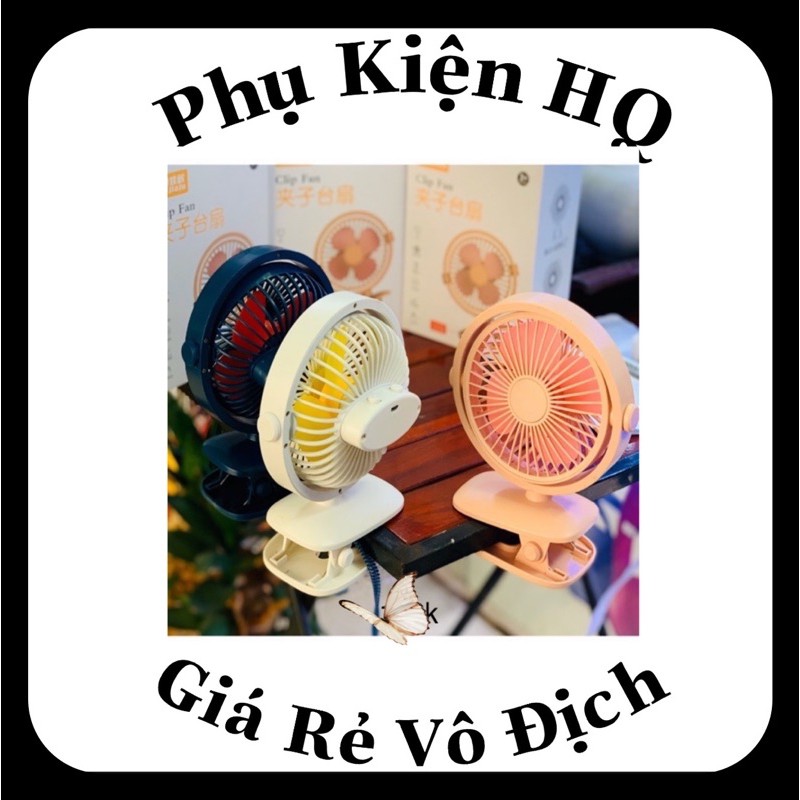Quạt Tích Điện Kẹp Bàn USB/Kẹp Xe Đẩy/Pin khoẻ Dùng liên tục 4H