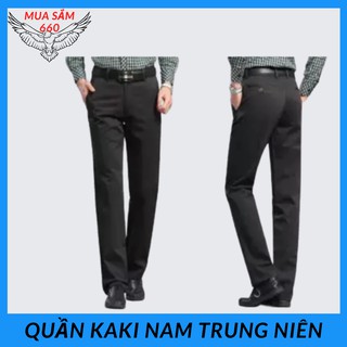 Quần kaki trung niên cao cấp quần dài nam phom ống rộng thoải mái khi mặc-MS042