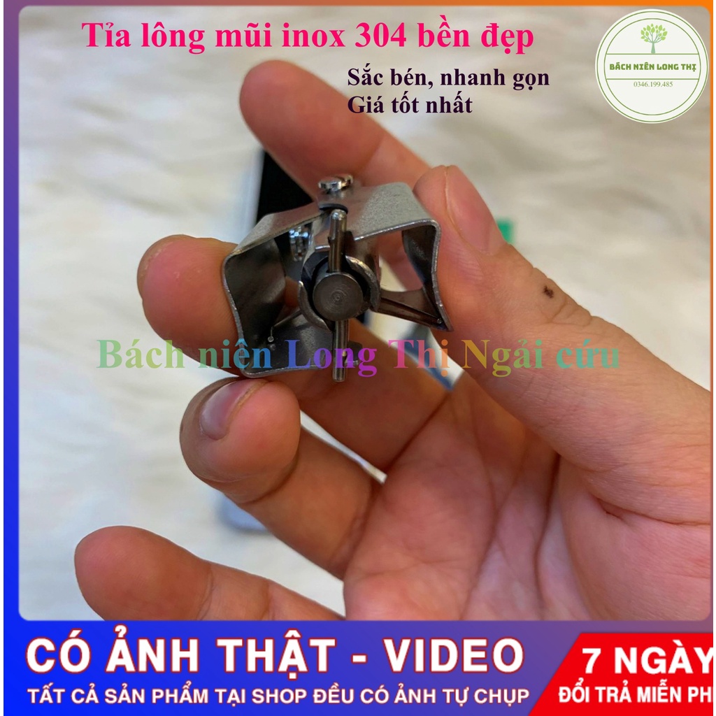 (SHOP2) Cắt tỉa lông mũi máy cắt lông mũi bằng thép lưỡi bén cắt không đau có hộp đựng và chổi vệ sinh đi kèm tiện lợi