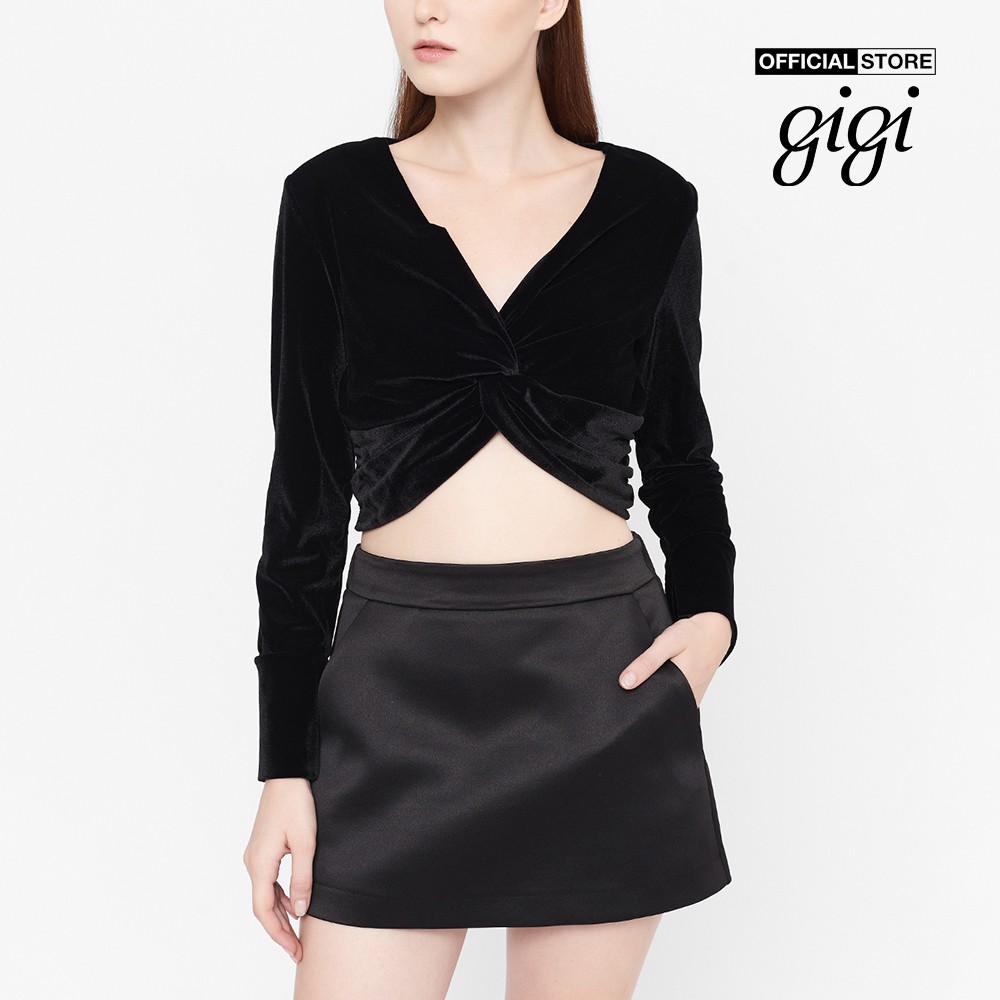 Gigi - Áo croptop nữ cổ V tay dài Interlock Twisted G1106211202T-66