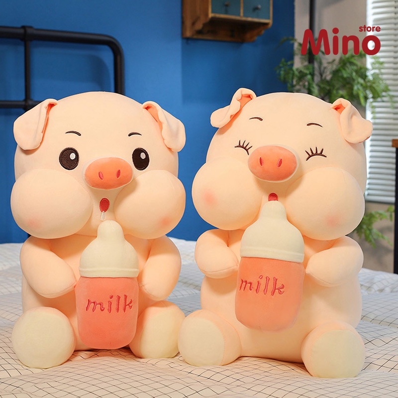 [Mã BMBAU50 giảm 7% đơn 99K] Gấu Bông Heo Ôm Bình Sữa Đáng Yêu Size Lớn MINO STORE TH1