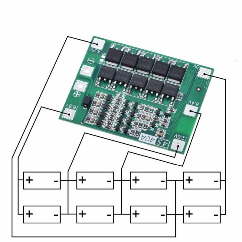 Bảng mạch bảo vệ pin Lithium 3S/4S 40A 60A 18650 BMS 11.1V 12.6V/14.8V16.8V tăng cường/cân bằng