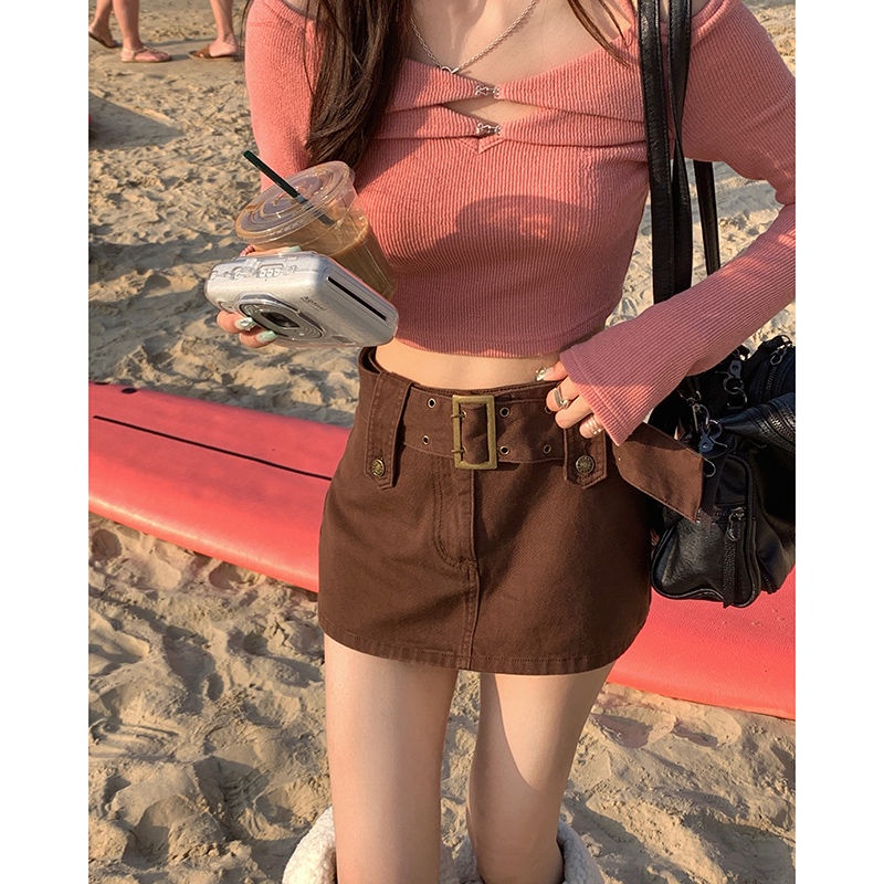 Áo Thun COZOK Tay Dài Dáng Ôm Hở Lưng Quyến Rũ Thời Trang