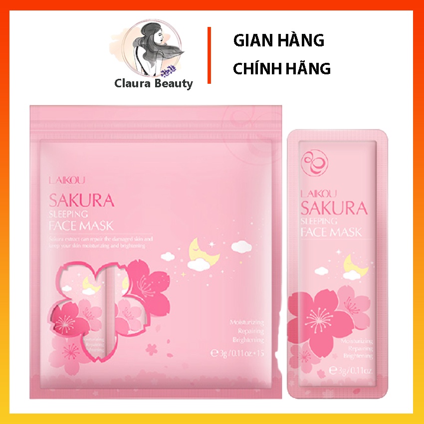 [Sakura Mặt Nạ Ngủ] Bịch 15 Miếng Mặt Nạ Ngủ Hoa Anh Đào Sakura Laikou Chính Hãng Mặt Nạ Ngủ Laikou#