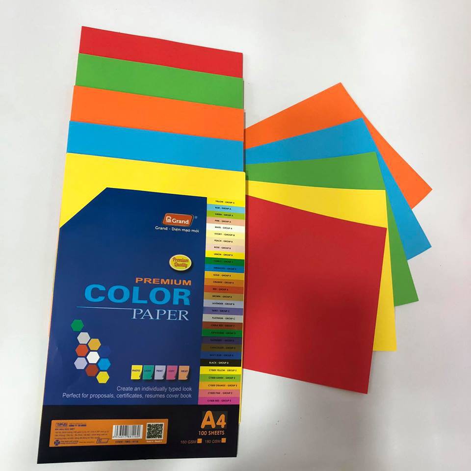 Giấy bìa màu A4 STRONG COLOR PAPER PREMIUN  (màu đậm) ĐL160gsm