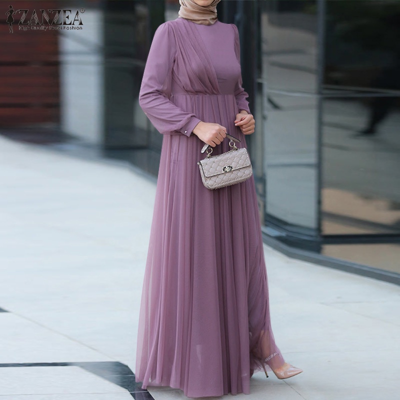 Đầm dài Zanzea tay phối nút thời trang dành cho nữ