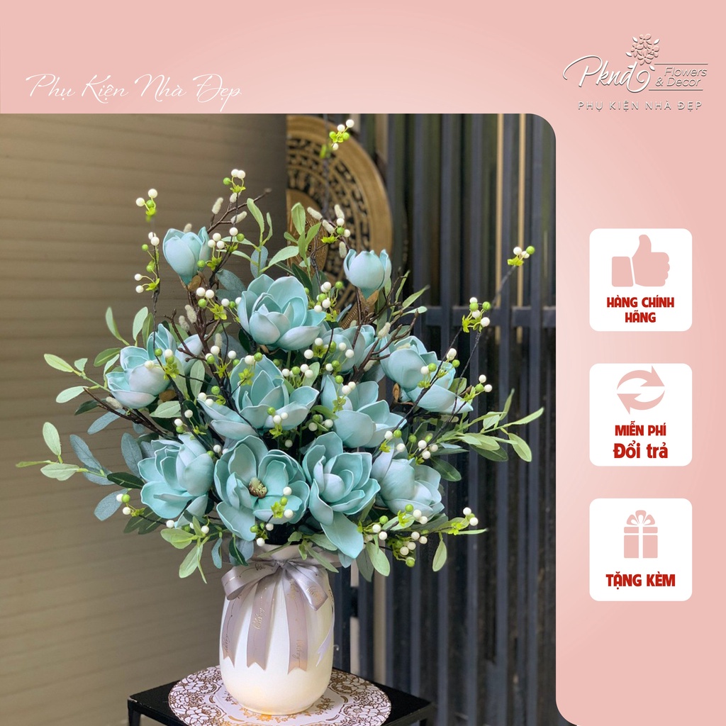 Bình hoa giả mộc lan chất PU cao cấp trang trí phòng khách đẹp PKND FLOWERS & DECOR BH91
