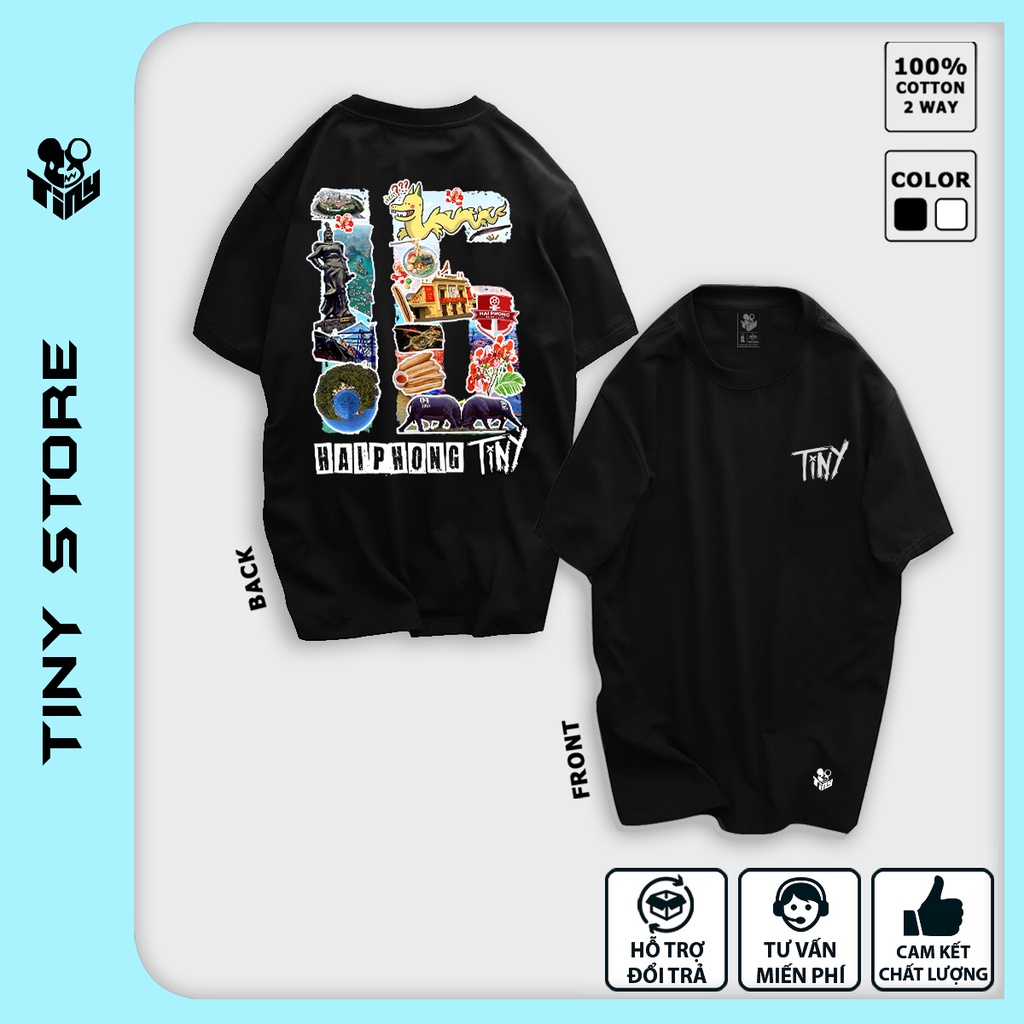 (BIGSIZE135kg) Áo thun Hải Phòng form rộng có bigsize 16 HAIPHONG TINY TNS.01