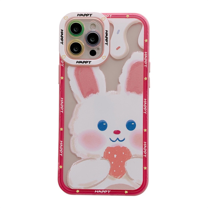Ốp Điện Thoại Silicone In Hình Thỏ Hồng Đáng Yêu Cho IPhone 11 12 13 Pro Max X Xs Xr Max 7 8plus
