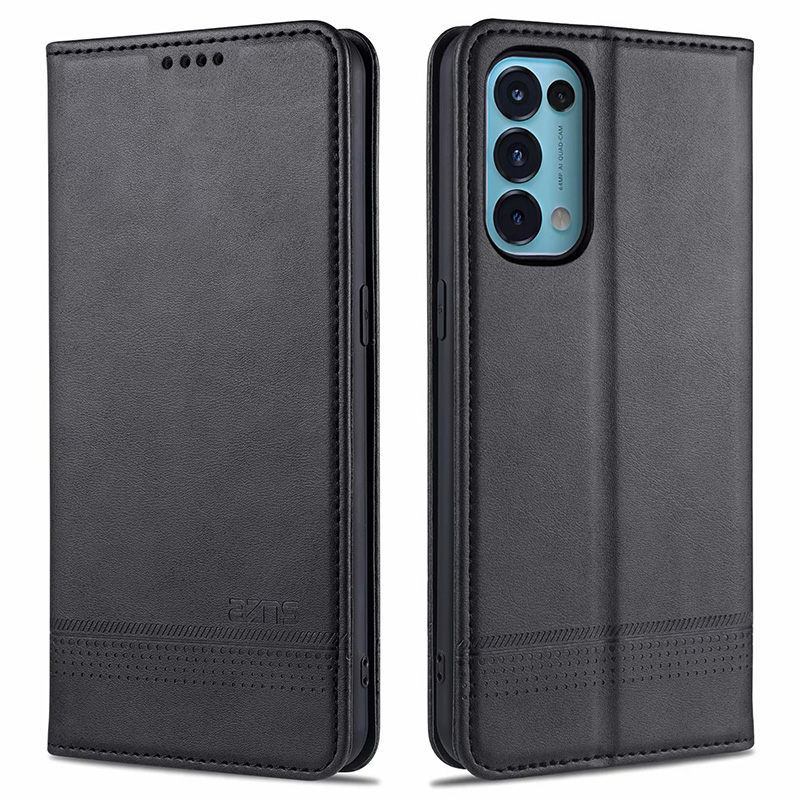 Ốp điện thoại da nắp gập nam châm tích hợp ví và giá đỡ cho Oppo Reno5 Pro