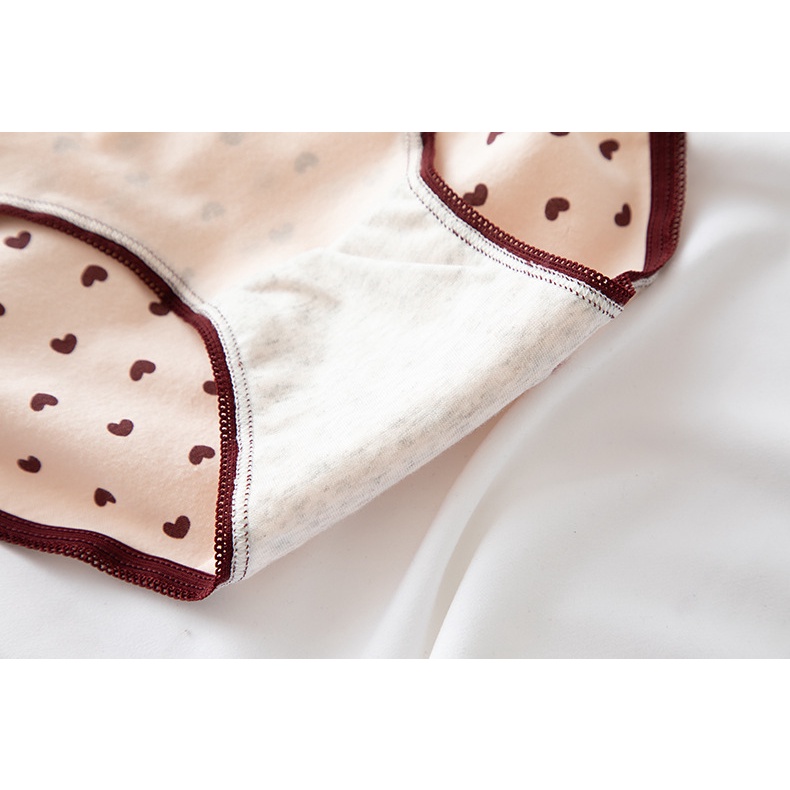 Set 5 Quần Lót Cotton Thấm Hút Mồ Hôi Họa Tiết Tim P036