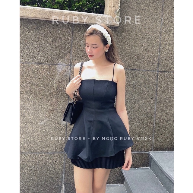 Áo 2 dây xòe peplum thiết kế cao cấp thanh lịch ( HÌNH THẬT RUBYSTORE 100%) | BigBuy360 - bigbuy360.vn