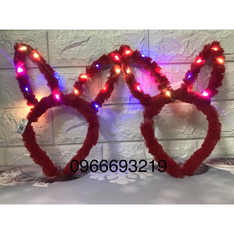 Bờm Cài Tóc Tai thỏ lông phát sáng nhiều màu