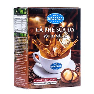 Maccaca - Cà phê Sữa Đá với hạt Mắc Ca - Không thêm đường