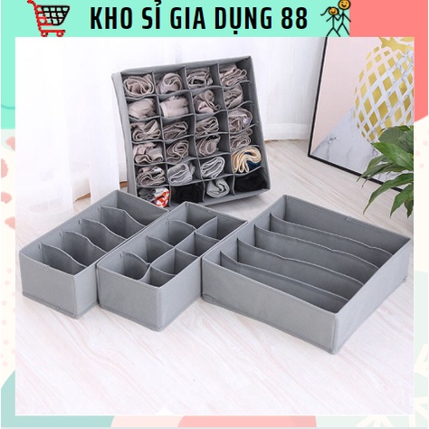 Combo 3 Hộp Vải Đựng Bảo Quản Đồ Lót, Khay Đựng Quần Áo Tất Vớ Bằng Vải Không Dệt 6, 7, 24 ngăn 88287 Kho si gia dung