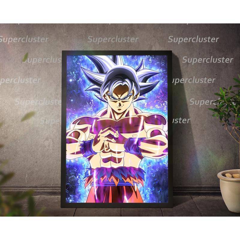 Tranh Vải Bạt Treo Tường In Hình Nhân Vật Goku Màu Trắng Trang Trí Nhà Cửa