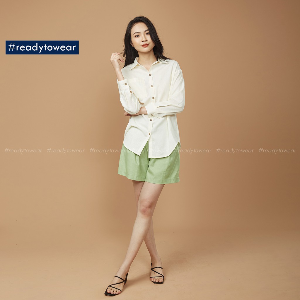 Sơ mi nữ form rộng oversize tay dài đi làm đi chơi có 1 túi ngực vải đũi - linen shirt SM02 | BigBuy360 - bigbuy360.vn