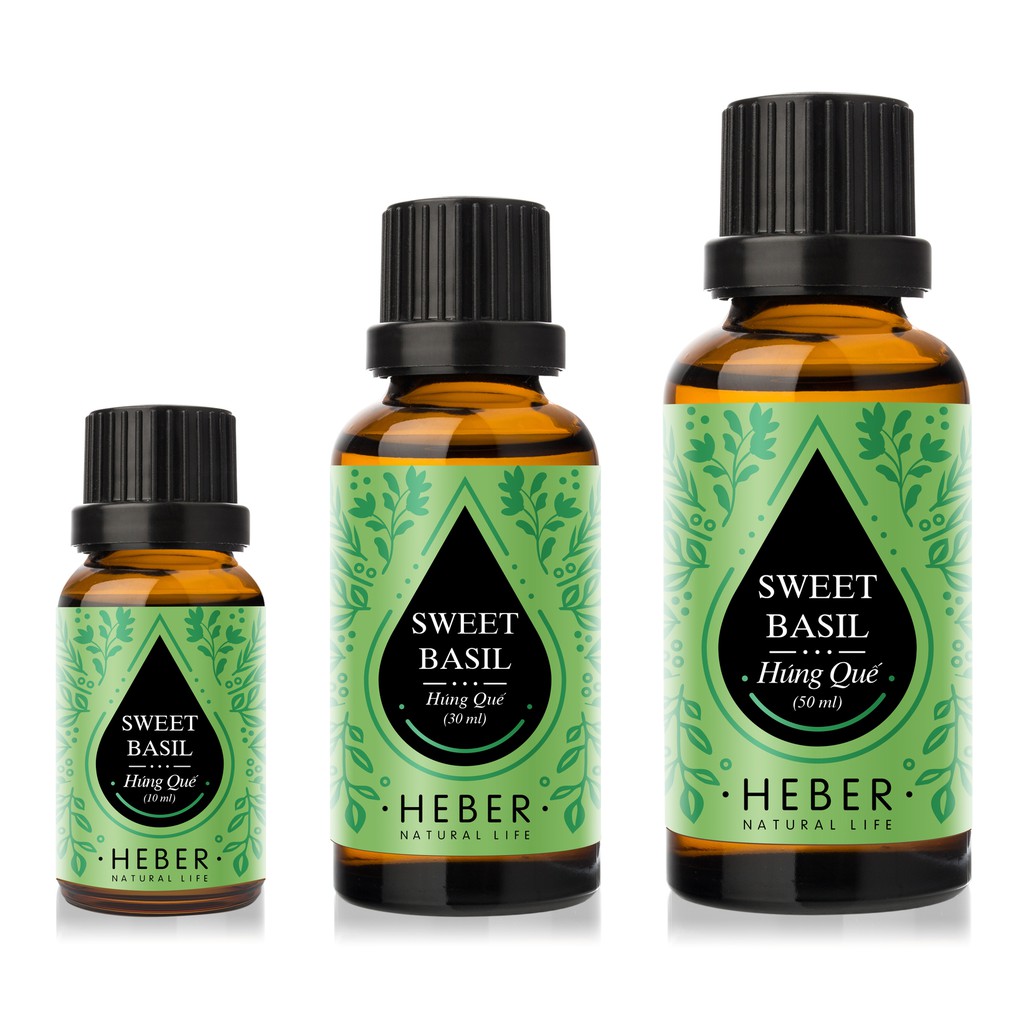 Tinh Dầu Húng Quế Heber Natural Life- Sweet Basil, Cao Cấp Nhập Khẩu, Thiên Nhiên Nguyên Chất, Chai 10ml/30ml/50ml