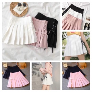 Chân váy xếp ly xỏ dây bên