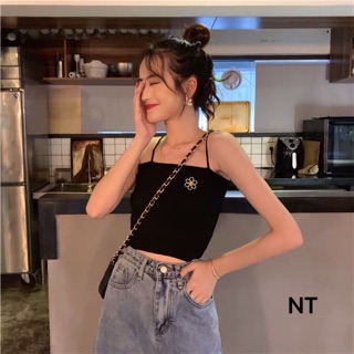 Áo 2 dây bún, áo hai dây hoa cúc kèm ảnh thật siêu đẹp