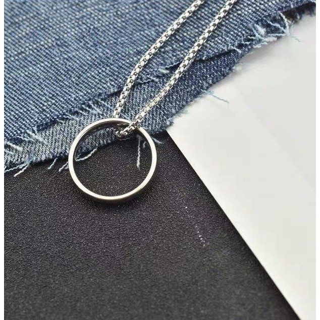 Ring Pendant Chain Necklace dây chuyền vòng cổ titan phối nhẫn không gỉ không đen siêu bền nam nữ unisex