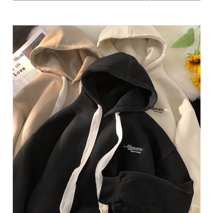 Áo hoodie form rộng chùm mông dây bản to nỉ trần bông cực xinh