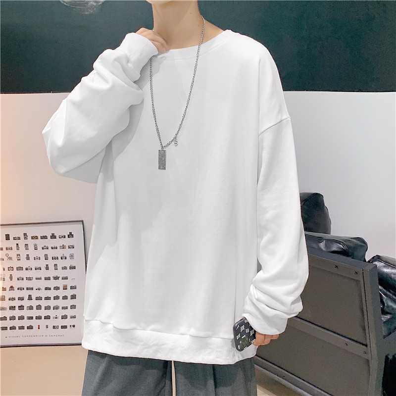 Áo Sweater Tay Dài Dáng Rộng In Chữ Phong Cách Hàn Quốc