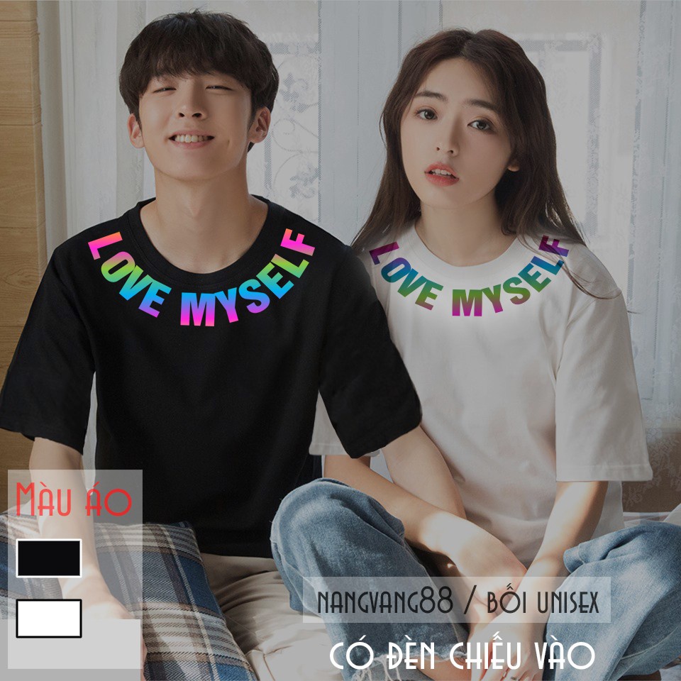 Áo thun form rộng ngắn tay in phản quang Love,Áo phông mặc đôi,nhóm,lớp