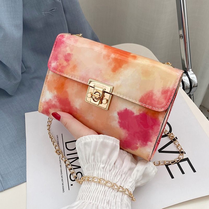 Túi Xách Mini Dáng Vuông Họa Tiết Da Rắn Phối Dây Xích Thời Trang Cho Nữ