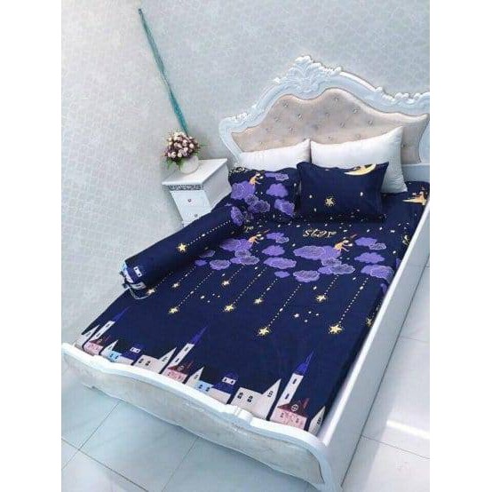 Bộ drap giường cotton lụa Hươu cao cổ (chọn mẫu)