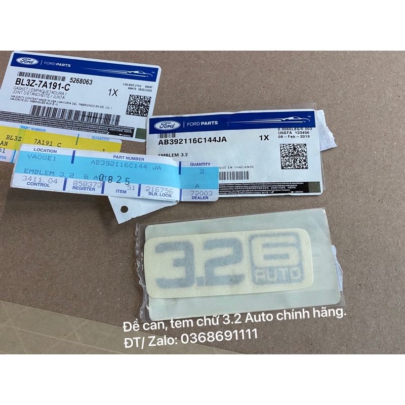 Đề can, tem chữ 3.2 Auto & 2.2 auto dán trên ốp mang cá Ford Ranger. / AB3Z16098D / AB3Z16098C