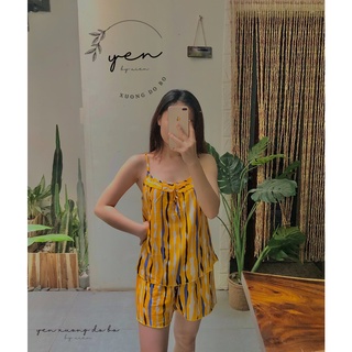 Đồ bộ Lanh-quần đùi áo dây