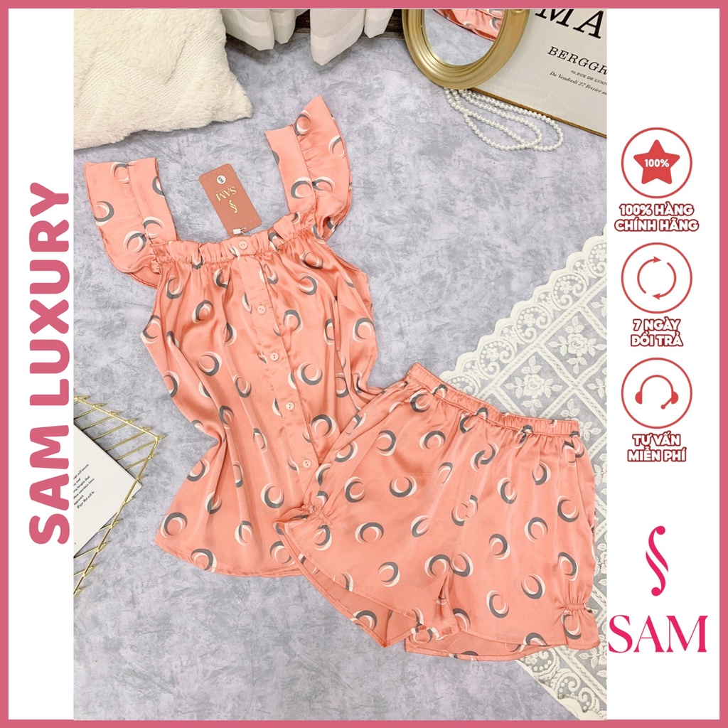 Bộ mặc nhà đùi lụa Sam luxury, lụa mềm mịn mát cao cấp