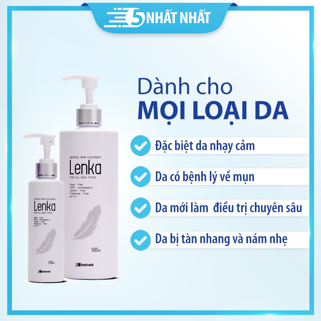 Sữa rửa mặt Lenka - Chứng nhận lâm sàng tại viện da liễu TW (Chai 200 - 500ml)