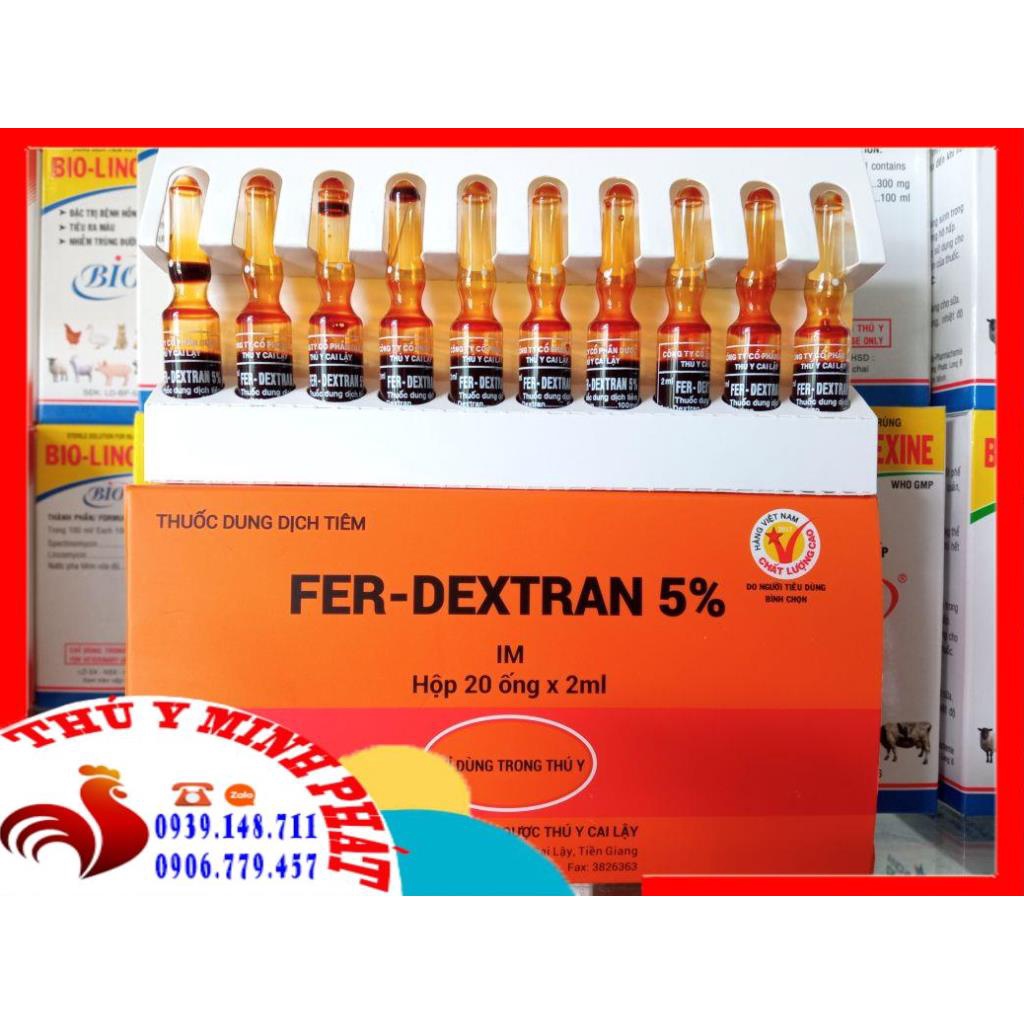 10 ỐNG FER DEXTRAN 5% (2ml) BỔ SUNG SẮT CHO VẬT NUÔI