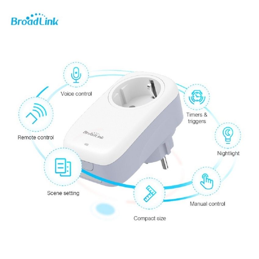 Ổ Cắm Thông Minh Wifi Broadlink SP4L 16A- 3500W Hẹn Giờ Điều Khiển Từ Xa Qua App, Điều Khiển Từ Xa Bằng Điện Thoại WIFI