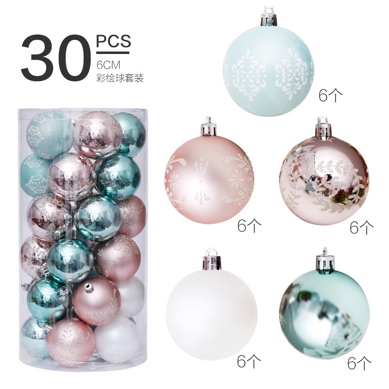 Set 30 Quả Châu 6cm / 30 Màu Sắc Tươi Sáng Trang Trí Cây Thông Noel