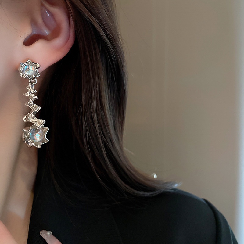 Khuyên Tai Kim Loại Đính Đá Phong Cách Âu Mỹ Thời Trang