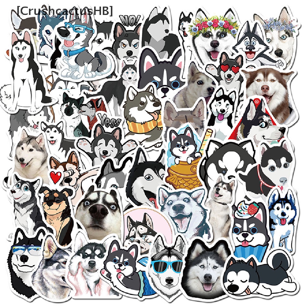 [CrushcactusHB] 50 Miếng Dán Hình Chú Chó Husky Hoạt Hình Chống Thấm Nước Dễ Thương Làm Quà Tặng Cho Trẻ Em