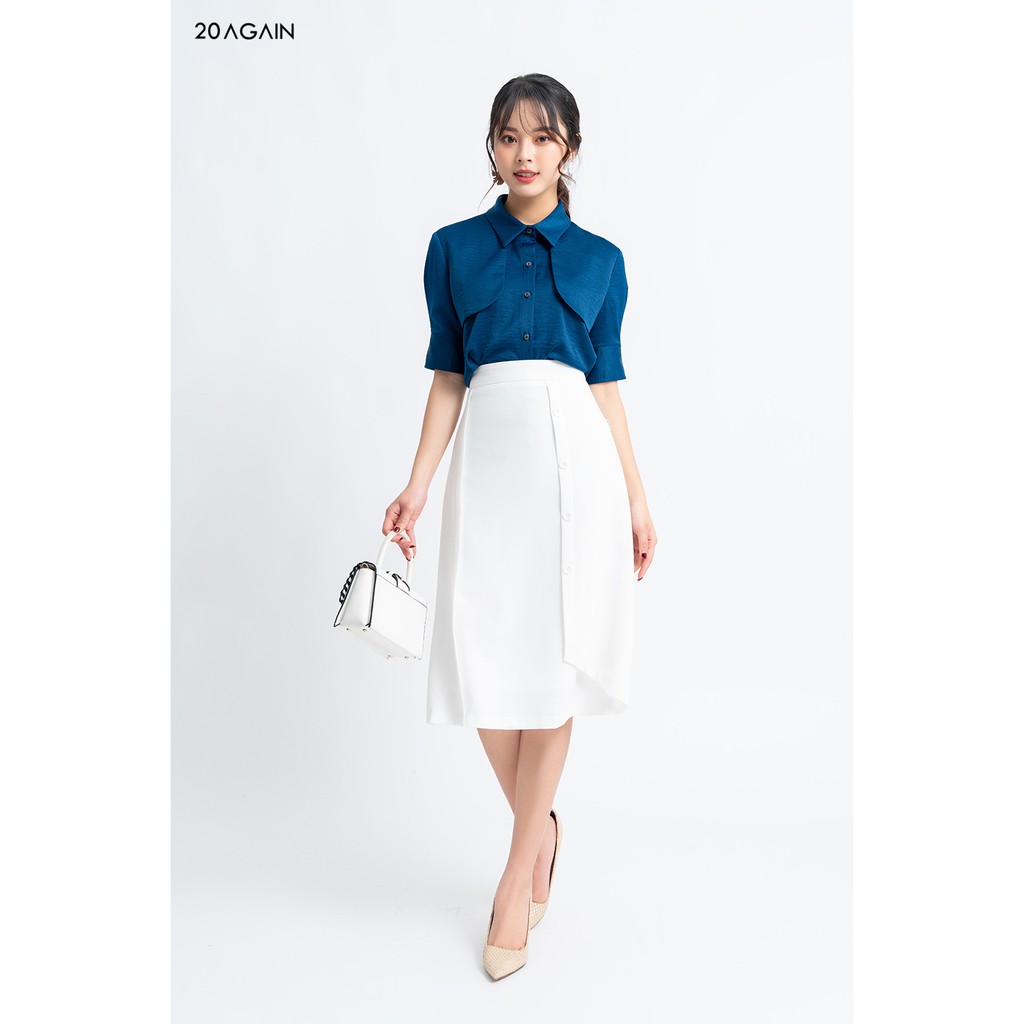 Chân váy midi tà bung đính cúc JDA0993 20 AGAIN | BigBuy360 - bigbuy360.vn