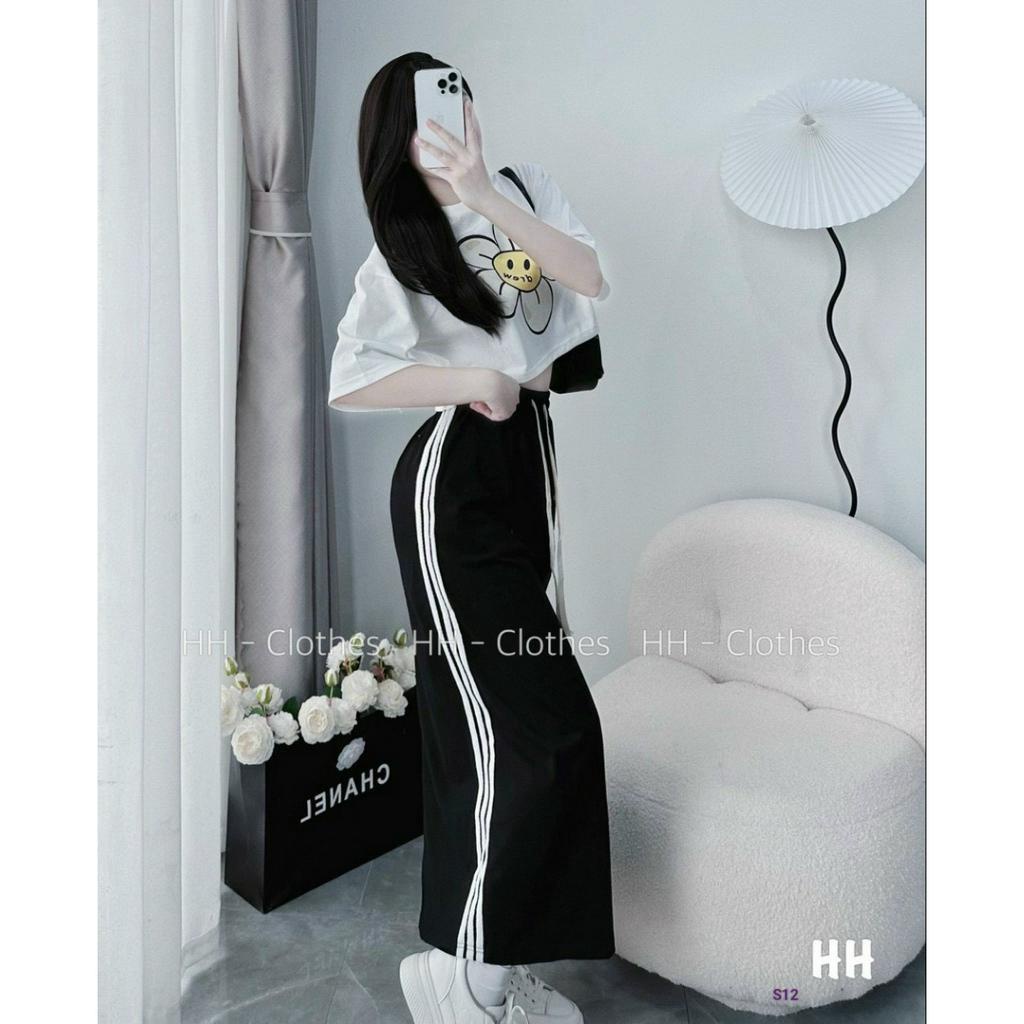 Set bộ áo thun họa tiết hình hoa phối váy suôn dài thể thao, năng động mặc đi chơi hot trend